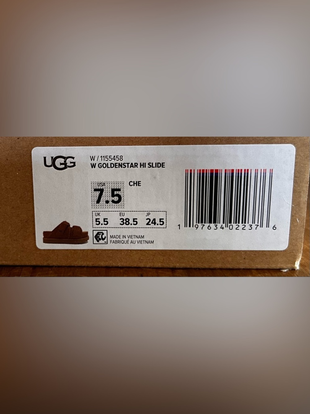 UGG Goldenstar Hi Slide sandal in chestnut. Like new in box. - Picture 6 of 11